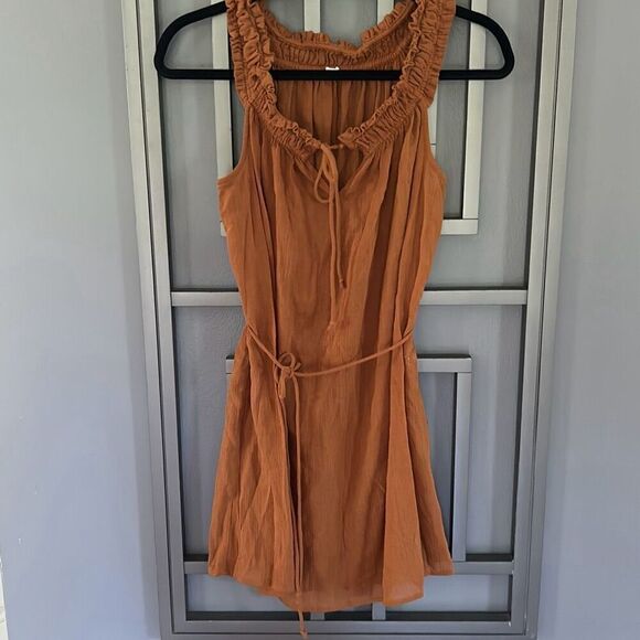 J. Crew terra-cotta brown swimwear cover-up mini dress tunic top size XS - Picture 1 of 5
